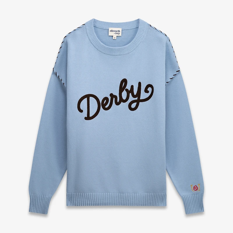 Women's Ellsworth & Ivey Light Blue Kentucky Derby Riley Oversized Sweater