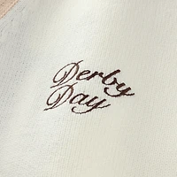 Women's Ellsworth & Ivey  White Kentucky Derby Emily Varsity Oversized Full-Button Cardigan