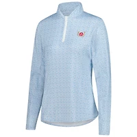 Women's Peter Millar Light Blue Kentucky Derby Jockey Print Quarter-Zip Pullover