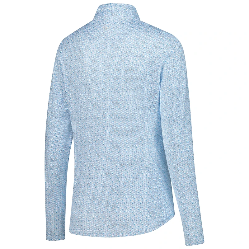 Pull Peter Millar bleu clair à imprimé Kentucky Derby Jockey et fermeture éclair quart de tour pour femme
