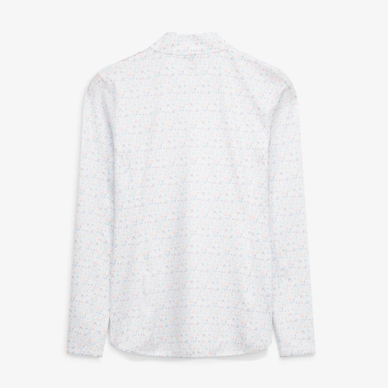 Women's Peter Millar  White Kentucky Derby Custom Print Quarter-Zip Pullover