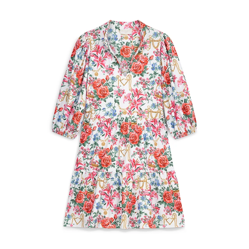 Robe Tory rose à manches 3/4 et col en V Smith & Quinn pour femme, inspirée du Kentucky Derby.