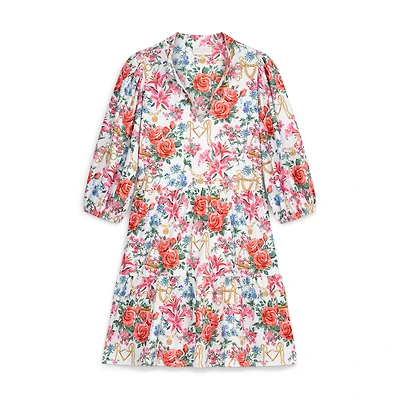 Robe Tory rose à manches 3/4 et col en V Smith & Quinn pour femme, inspirée du Kentucky Derby.