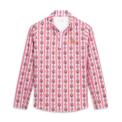 Pull à col zippé Ava rose rayures Kentucky Derby pour femme de Smith & Quinn