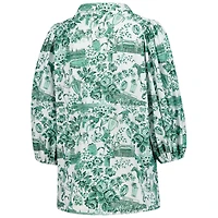 Women's Smith & Quinn  White/Green Kentucky Derby Eliza V-Neck Top