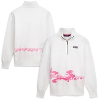 Chemise Shep blanche à col zippé Vineyard Vines pour femme, motif Kentucky Derby Surf Terry.