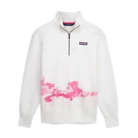 Chemise Shep blanche à col zippé Vineyard Vines pour femme, motif Kentucky Derby Surf Terry.