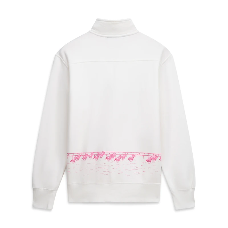 Women's Vineyard Vines White Kentucky Derby Surf Terry Quarter-Zip Shep Shirt