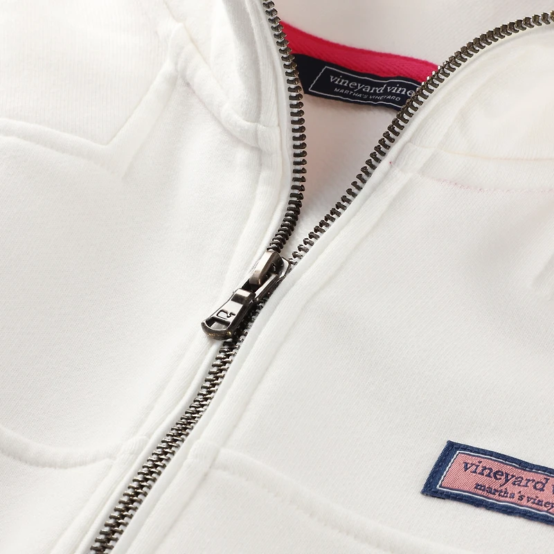 Women's Vineyard Vines White Kentucky Derby Surf Terry Quarter-Zip Shep Shirt