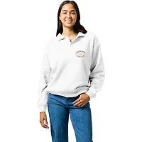 Sweat-shirt blanc pour femme « 152e Kentucky Derby » avec col Victor Springs et motif cheval d'une autre couleur.