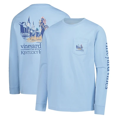 T-shirt à manches longues bleu pour jeunes Vineyard Vines 151e Kentucky Derby Painted Race