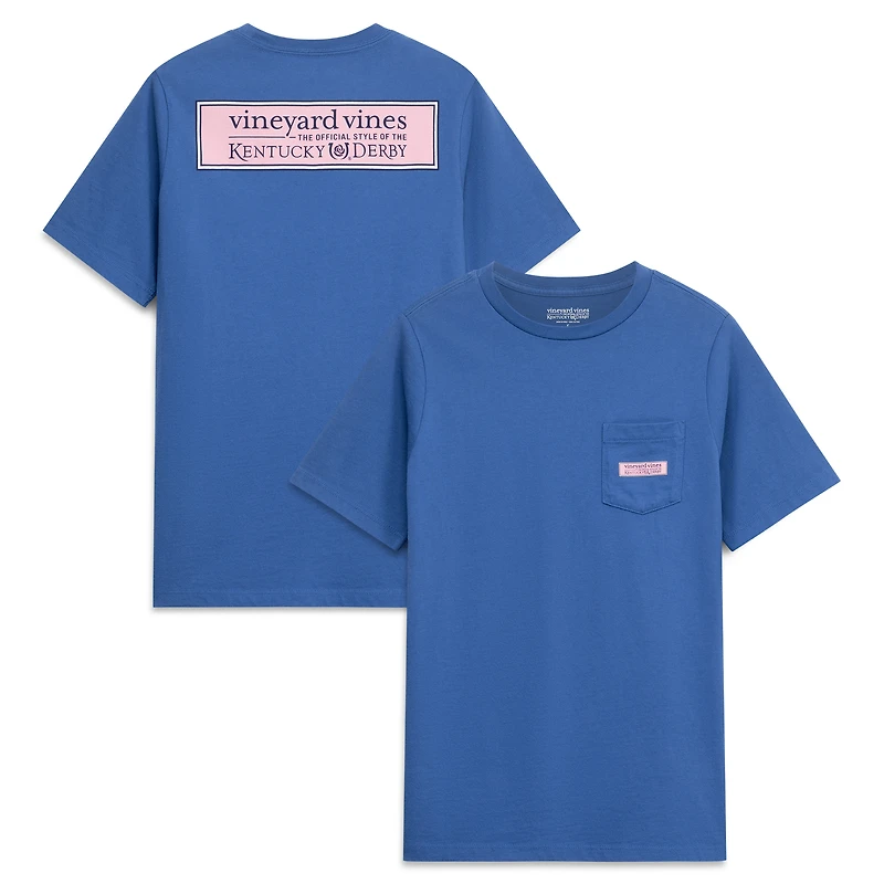 T-shirt Vineyard Vines bleu marine avec logo Kentucky Derby et poche carrée pour enfant