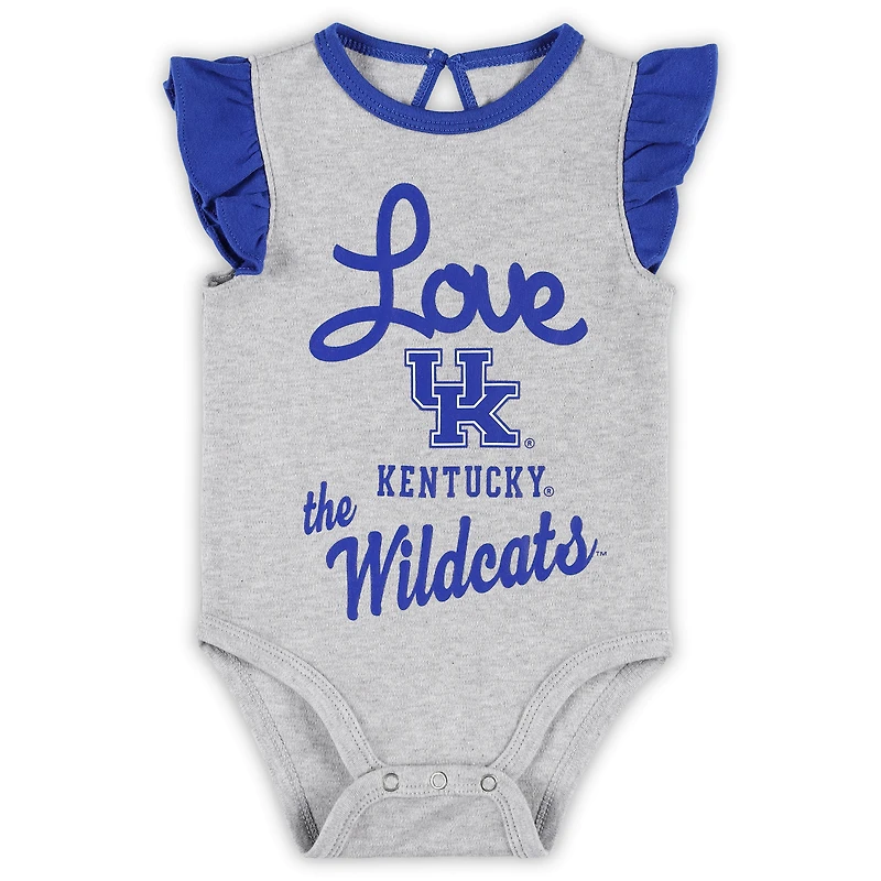 Girls Newborn & Infant Royal/Heather Gray Kentucky Wildcats Spread the Love 2-Pack Bodysuit Set