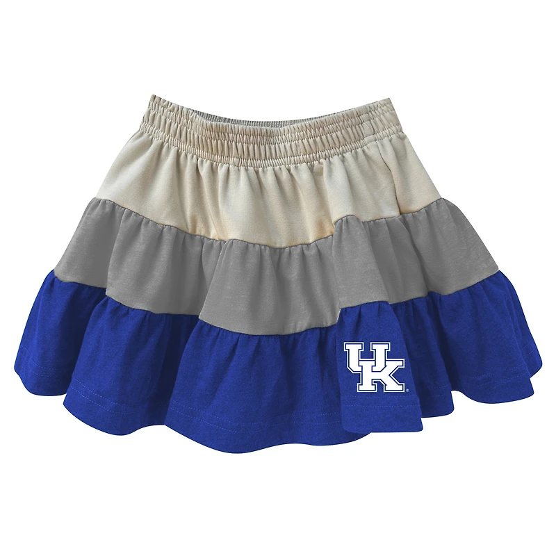 Girls Toddler Wes & Willy Tan Kentucky Wildcats Tri-Blend Sleeveless Full-Zip Hoodie Tiered Skirt Set