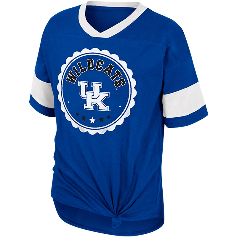 Girls Youth Colosseum Royal Kentucky Wildcats Tomika Tie-Front V-Neck T-Shirt