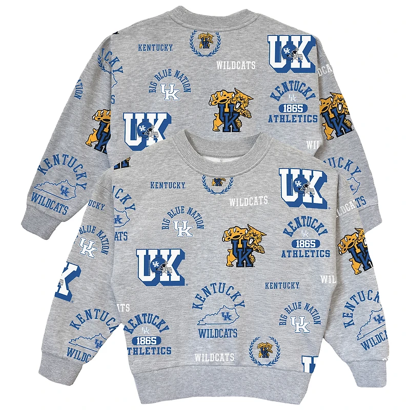 Girls Youth Gameday Couture  Gray Kentucky Wildcats Always On Repeat Pullover Sweatshirt