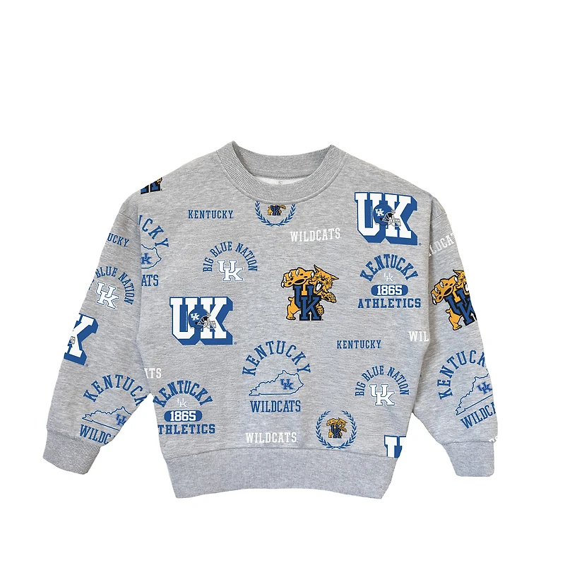 Girls Youth Gameday Couture  Gray Kentucky Wildcats Always On Repeat Pullover Sweatshirt