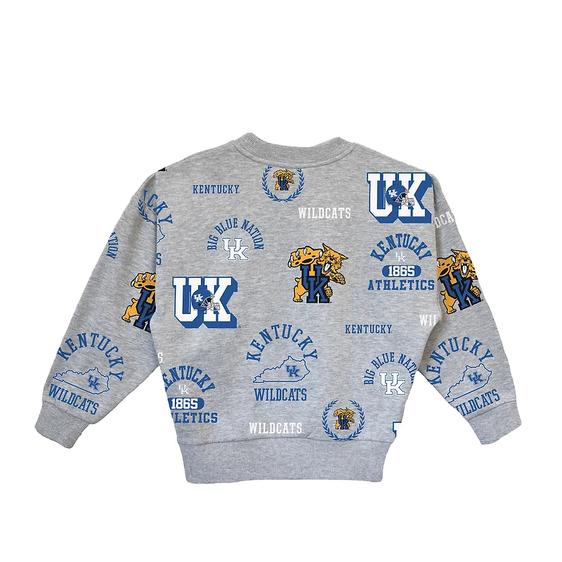 Girls Youth Gameday Couture  Gray Kentucky Wildcats Always On Repeat Pullover Sweatshirt