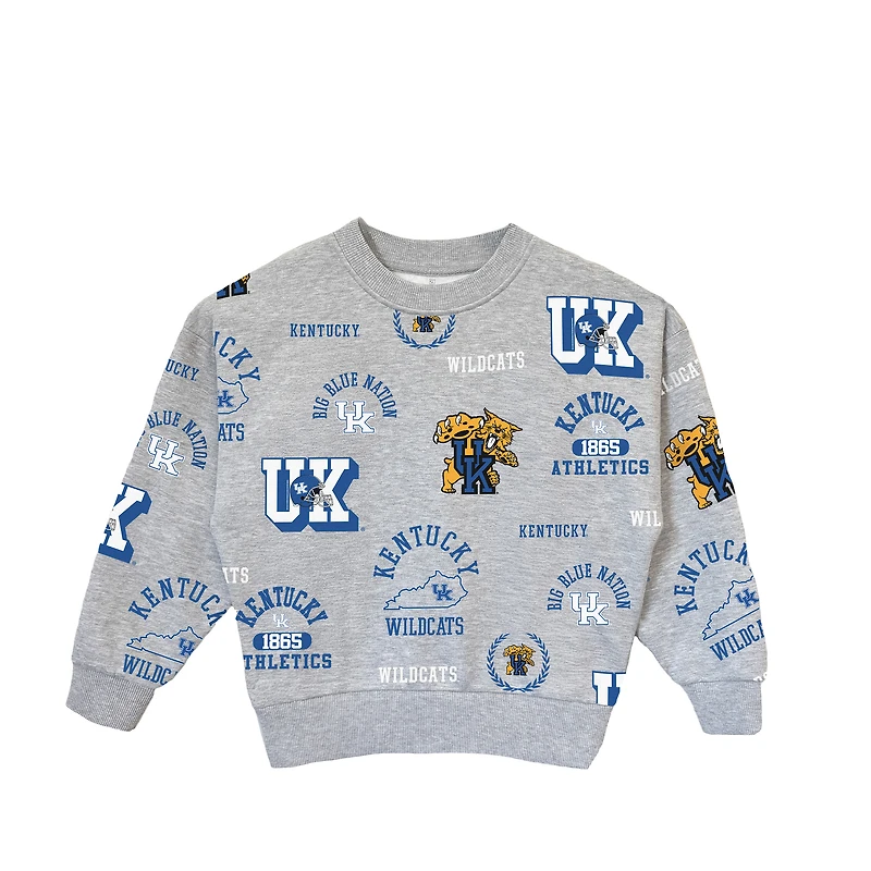 Girls Youth Gameday Couture Heather Gray Kentucky Wildcats Always On Repeat Pullover Sweatshirt