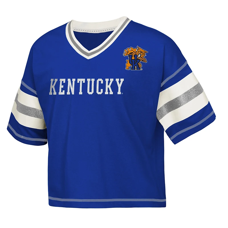 Girls Youth Outerstuff Royal Kentucky Wildcats Gridiron Jersey V-Neck T-Shirt