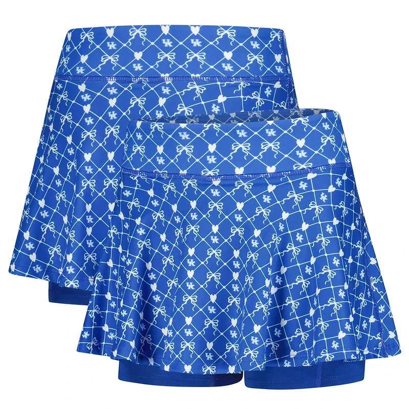 Girls Youth ZooZatz Royal Kentucky Wildcats All-Over Print Bow Team Logo Skort