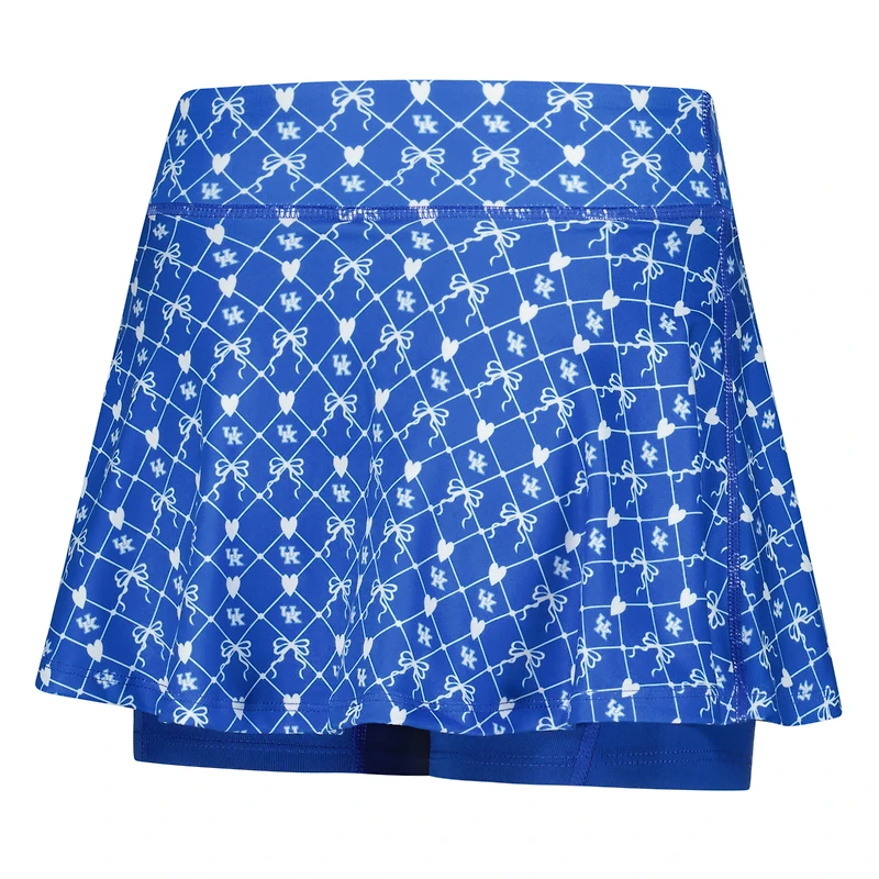 Girls Youth ZooZatz Royal Kentucky Wildcats All-Over Print Bow Team Logo Skort