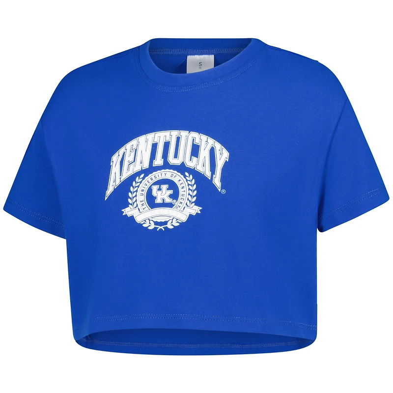 Girls Youth ZooZatz Royal Kentucky Wildcats Laurels Tri-Blend Cropped T-shirt