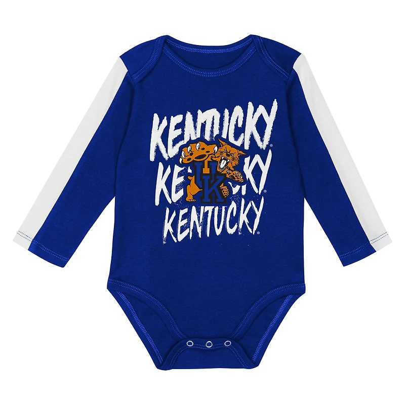 Ensemble 3 pièces pour bébé Outerstuff Royal/White Kentucky Wildcats Double Down Body et pantalon