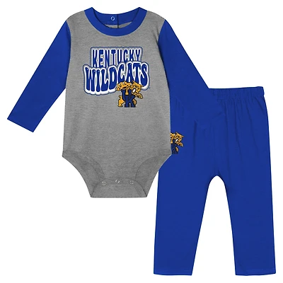 Infant Royal Kentucky Wildcats Double Up Long Sleeve Bodysuit & Pant Set