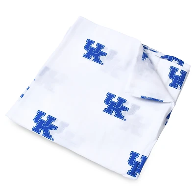 Couverture d'emmaillotage en mousseline pour bébé « Trois petites ancres » motif Wildcats blancs du Kentucky, 119 cm x 119 cm