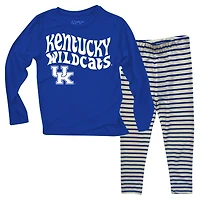 Infant Wes & Willy  Kentucky Wildcats Long Sleeve Top and Striped Tri-Blend Leggings Set