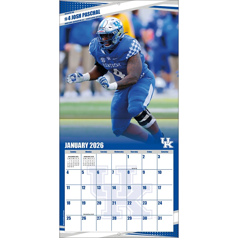 Kentucky Wildcats 12” x 12” 2026 Team Wall Calendar