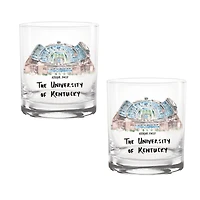 Lot de 2 verres à whisky aquarelles Laura Wilcox des Wildcats du Kentucky, 14 oz