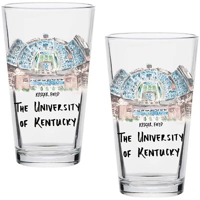 Kentucky Wildcats Laura Wilcox Watercolors 16oz Pint Glass 2-Pack