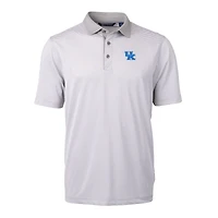 Polo recyclé DryTec Virtue Eco Piqué gris/blanc pour homme de Cutter & Buck, modèle Kentucky Wildcats.