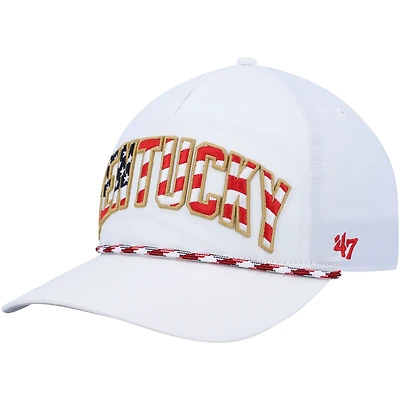 Casquette '47 White Kentucky Wildcats Stars and Stripes Flag Flutter Hitch Snapback pour homme