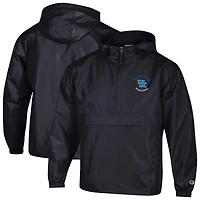Veste coupe-vent à capuche demi-zip pliable Champion pour homme, modèle Kentucky Wildcats noir.