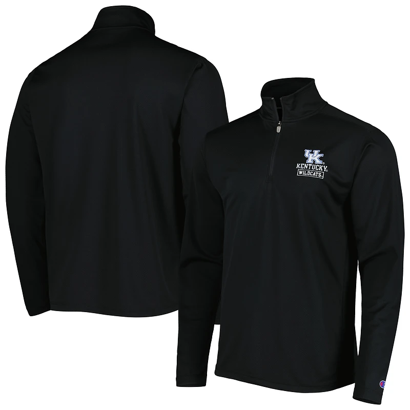 Veste texturée à quart de zip Champion Kentucky Wildcats pour homme, noire