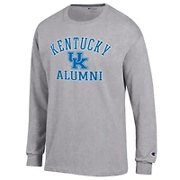 T-shirt à manches longues gris Champion pour homme avec logo des anciens Wildcats du Kentucky