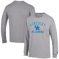 T-shirt à manches longues gris Champion pour homme avec logo des anciens Wildcats du Kentucky