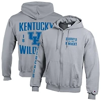 Men's Champion  Gray Kentucky Wildcats Varsity Powerblend Full-Zip Fleece Hoodie