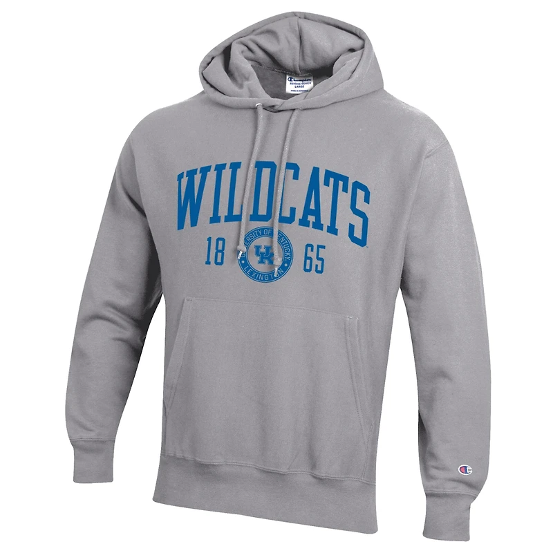 Men's Champion Heather Gray Kentucky Wildcats Established Reverse Weave Hoodie
