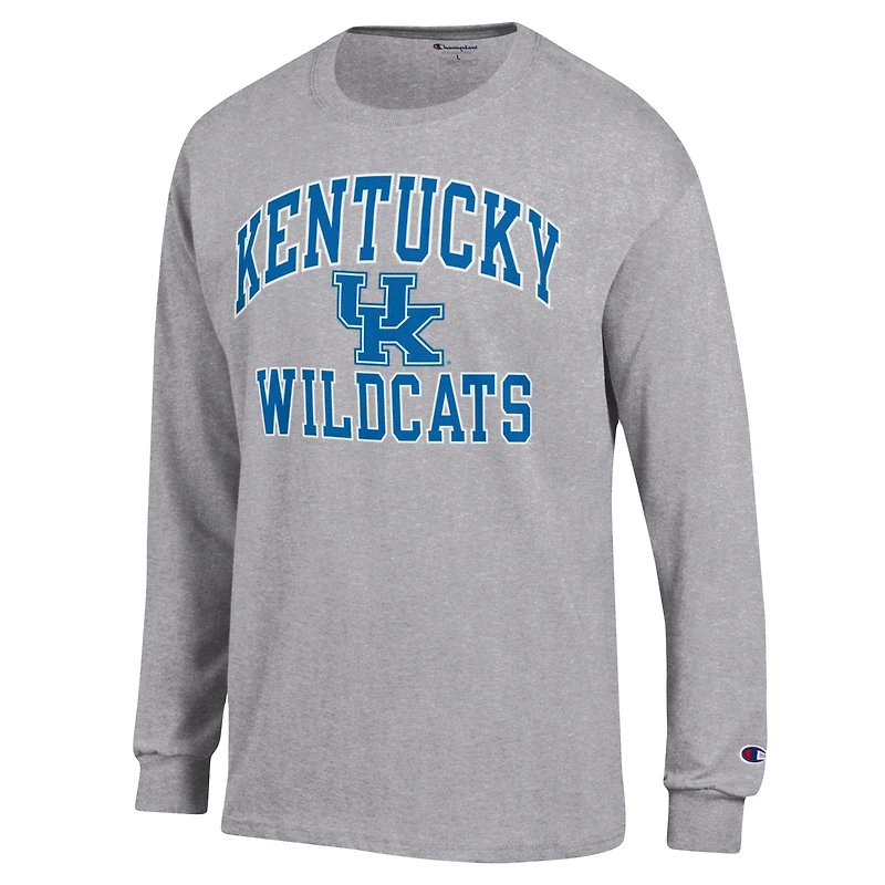 T-shirt à manches longues moteur élevé des Wildcats du Kentucky Champion gris chiné pour homme