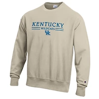 Sweat-shirt à col rond Champion pour homme, couleur avoine, Kentucky Wildcats, tissage inversé
