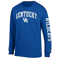 Men's Champion  Royal Kentucky Wildcats Arch Over Logo 2-Hit Long Sleeve T-Shirt