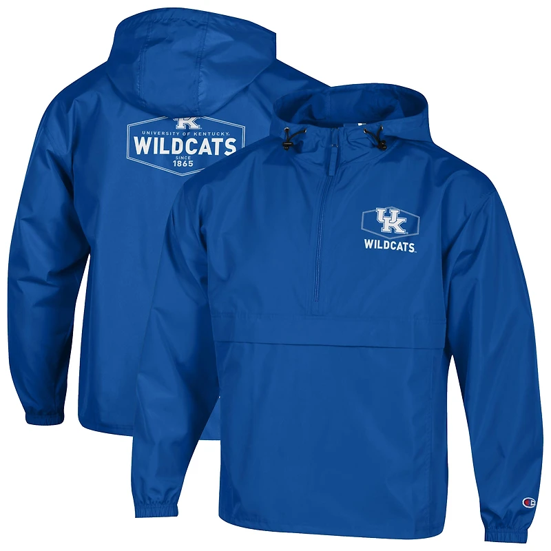 Men's Champion Royal Kentucky Wildcats Delay Packable Half-Zip Jacket