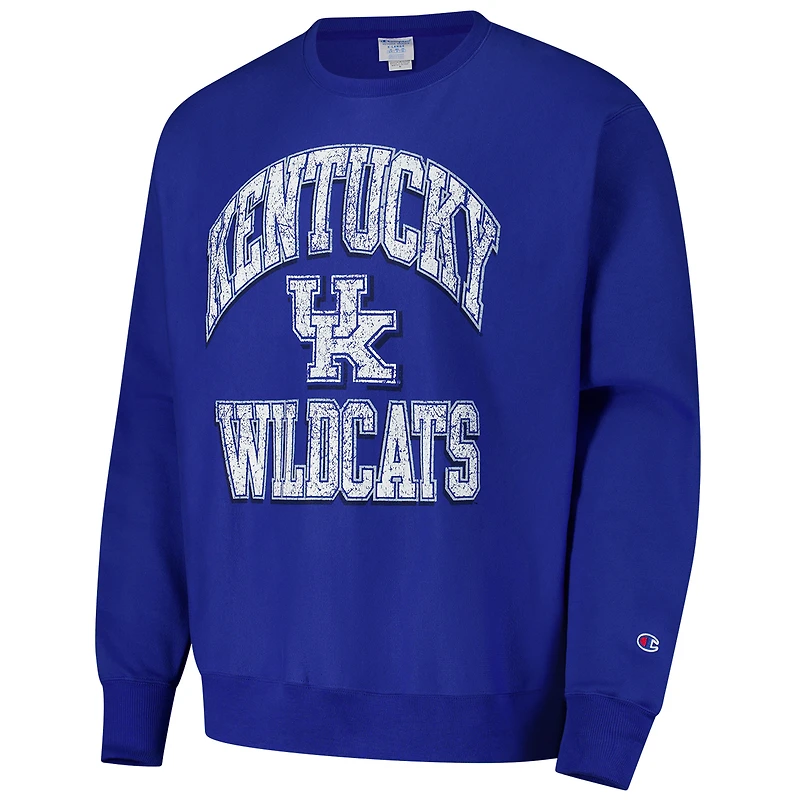 Men's Champion Royal Kentucky Wildcats Vault Late Night Reverse Weave Pullover Sweatshirt