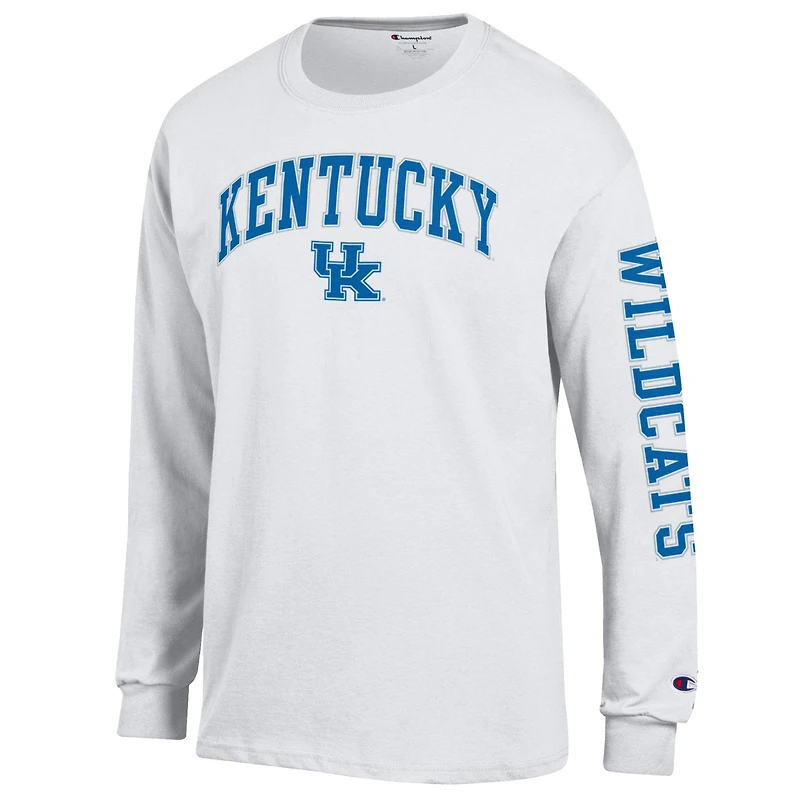 Men's Champion  White Kentucky Wildcats Arch Over Logo 2-Hit Long Sleeve T-Shirt