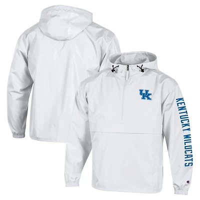 Men's Champion  White Kentucky Wildcats Cloud Packable Half-Zip Hooded Jacket