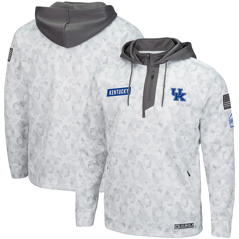 Men's Colosseum Arctic Camo Kentucky Wildcats OHT Military Appreciation Quarter-Zip Hoodie